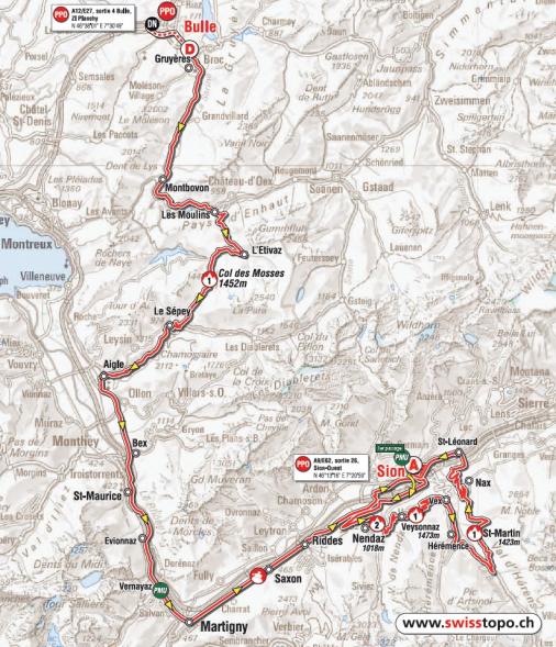 Streckenverlauf Tour de Romandie 2012 - Etappe 4