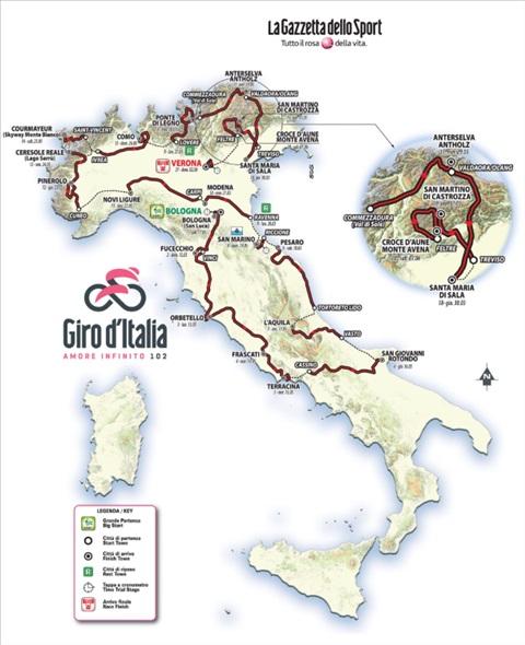 Prsentation Giro d Italia 2019: Die Streckenkarte