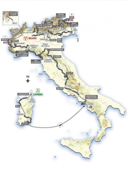 Giro dItalia - Streckenkarte