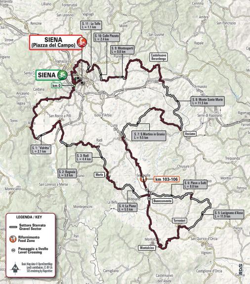 Streckenverlauf Strade Bianche 2020 (Mnner)