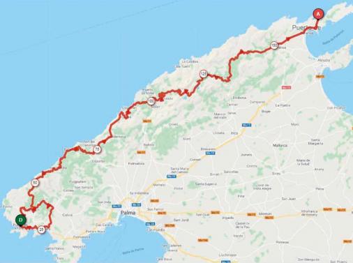 Streckenverlauf Trofeo Port dAndratx - Mirador des Colomer 2021